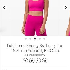Lululemon energy longline bra in ripened raspberry